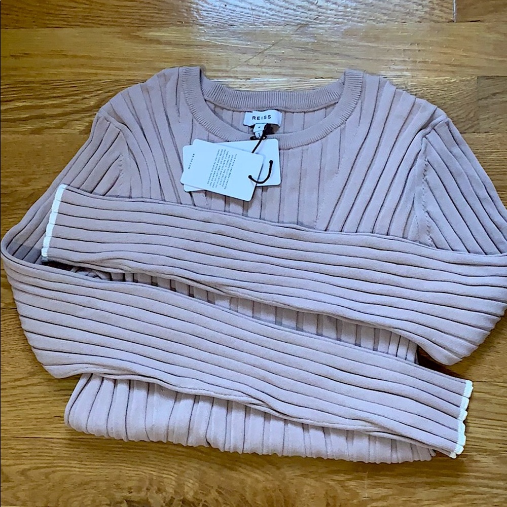 Reiss Greca Wide Rib Crew Neck Top